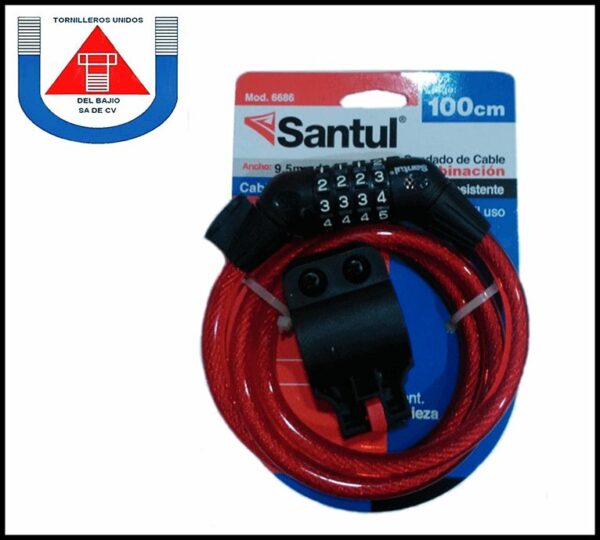 SANTUL - CANDADO C/ CABLE DE COMBIN 3/8 x 100 cm