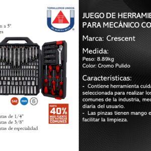CRESCENT - JUEGO DE HERRAMIENTAS PARA MECANICO 180PZAS