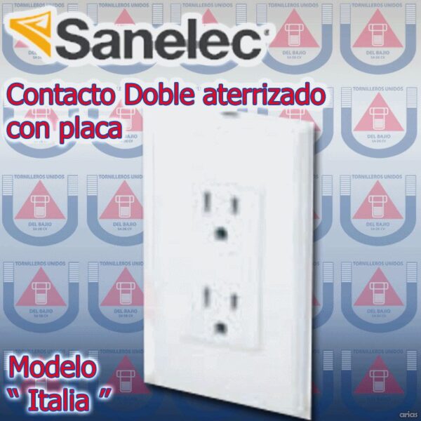 SANELEC - CONTACTO DOBLE ATERRIZADO CON PLACA - ITALIA