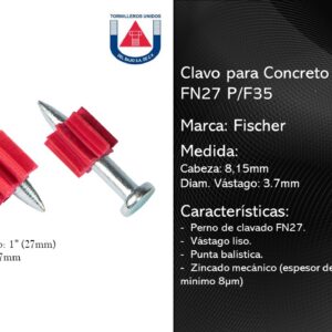 FISCHER  CLAVO PARA CONCRETO C8 D3.7MM L1" (27MM) FN27 P/F35