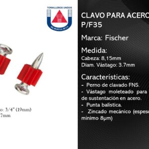 FISCHER  CLAVO PARA ACERO FNS 3/4" (19MM) P/F35
