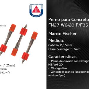 FISCHER  PERNO PARA CONCRETO C8 R1/4" L1" (27MM) FN27 W620 P/F35