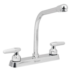 MEZCLADORA 8" PARA FREGADERO CON CUELLO COBRA Y MANERALES CONO