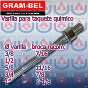 GRAMBEL  VARILLA PARA TAQUETE QUIMICO 5/8 x 71/2