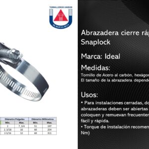 IDEAL  ABRAZADERA CIERRE RµPIDO / SNAPLOCK (25/16 A 10)