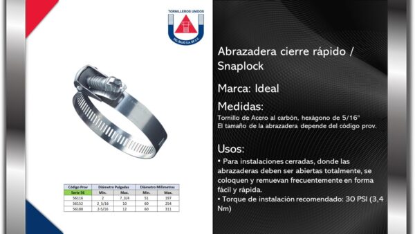 IDEAL  ABRAZADERA CIERRE RµPIDO / SNAPLOCK (25/16 A 10)