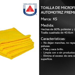 TOALLA DE MICROFIBRA AUTOMOTRIZ PREMIUM AMARILLA