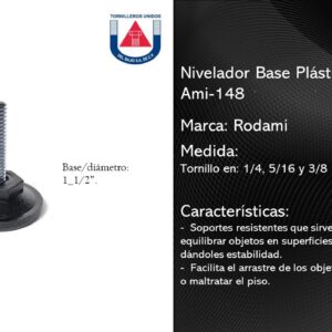 RODAMI - NIVELADOR PLASTICO NEGRO BASE 1_1/2" X 1/4" X 1_3/16"