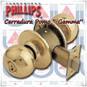 PHILLIPS - CERRADURA CILINDRICA LATON P/RECAMARA
