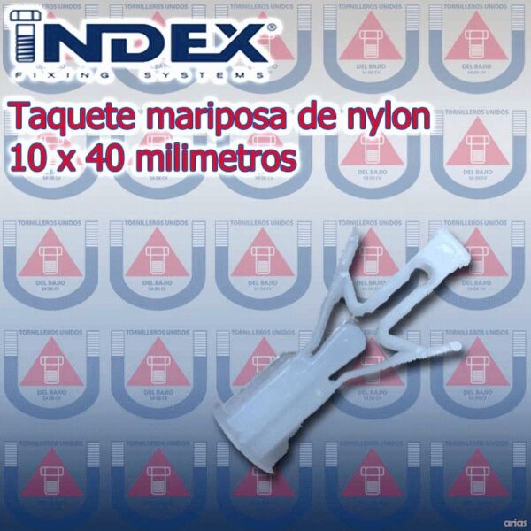 TAQUETE MARIPOSA DE NYLON 10 x 40mm P/MAT Hueco