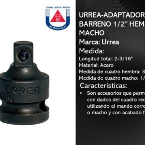 URREA-ADAPTADOR IMPAC BARRENO 1/2" HEM A 3/4" MACHO