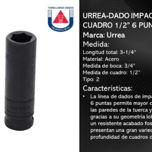 URREA-DADO IMPAC LARGO CUADRO 1/2" 6 PUNTAS 3/4"