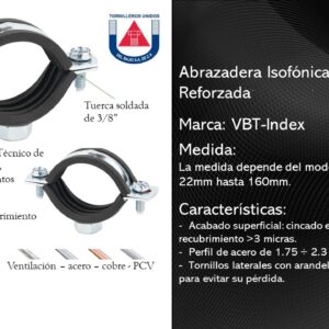 INDEX  ABRAZADERA ISOFONICA REFORZADA ROSCA 3/8" 75MM P/TUBO 21/2"