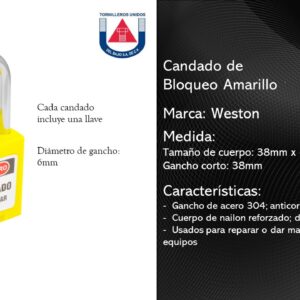 WESTON - CANDADO DE BLOQUEO AMARILLO 38MM