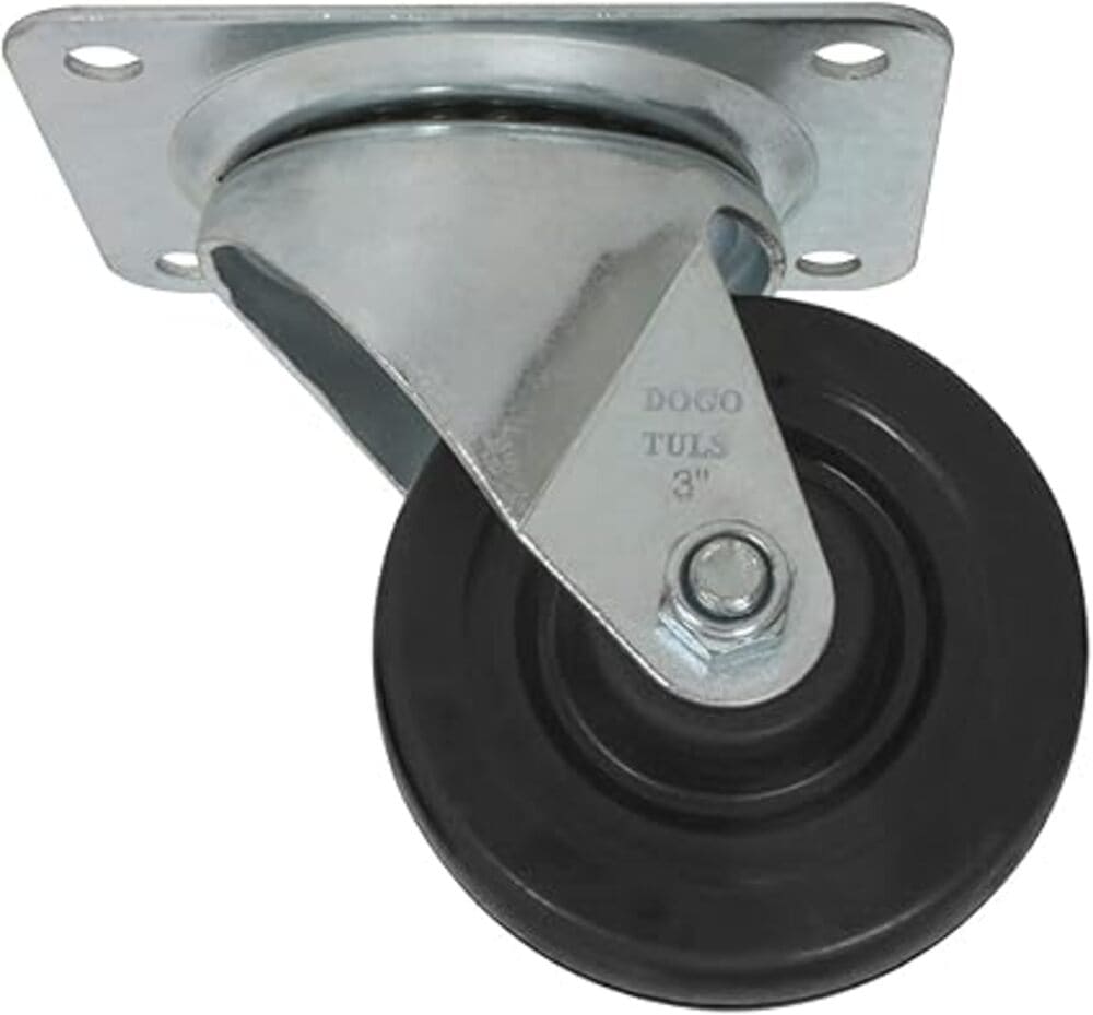 RODAJA D/HULE NEGRO GIRATORIA 3" C/PLACA 105MM X 77MM CAP 70 KG