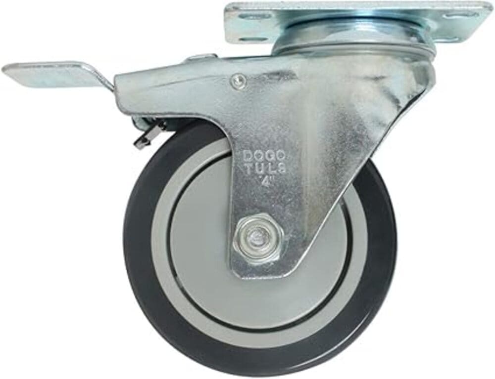 RODAJA D/POLIURETANO GRIS GIRATORIA C/PLACA Y FRENO 4" CAP 120 KG