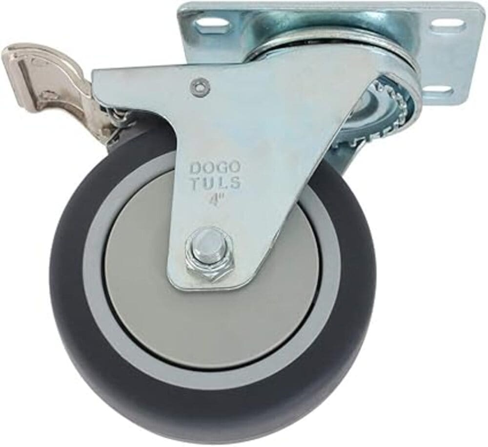 RODAJA D/HULE TERMOPLÁSTICO GRIS GIRATORIA C/PLACA Y FRENO 4" CAP 105 KG