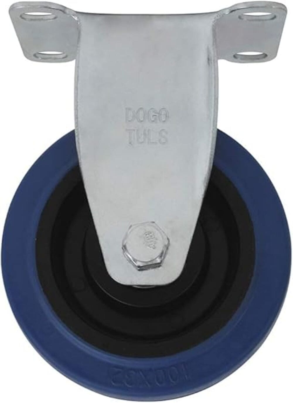 RODAJA D/GOMA ELÁSTICA AZUL FIJA C/PLACA 3" CAP 80 KG